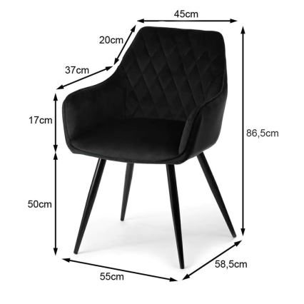 К-кт 2 бр. трапезни столове SAMETTI черен