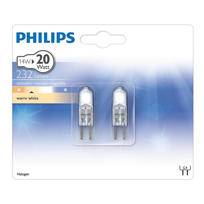 К-кт 2бр. халогенни крушки Philips G4/14W/12V 2900K