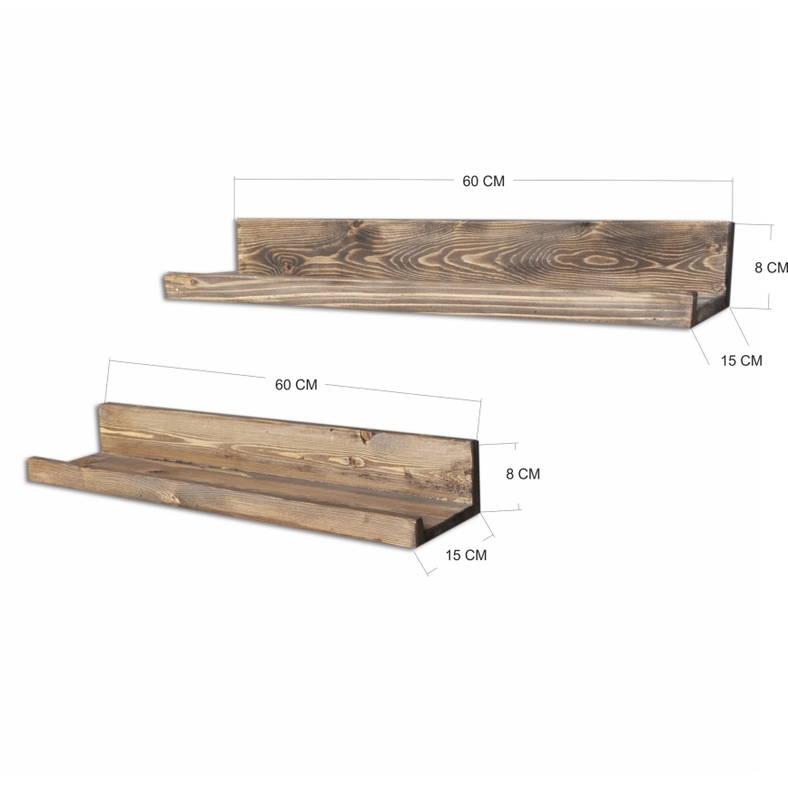 К-кт 2бр. етажерки 8x60 cм смърч