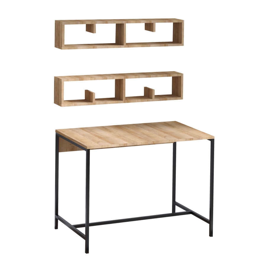 К-кт 2бр. етажерки PENNY 20x100 см + бюро 74x100 см кафяви/черни