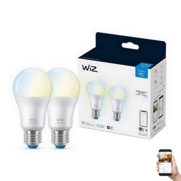 К-кт 2бр. LED димируеми крушки A60 E27/8W/230V 2700-6500K CRI 90 Wi-Fi - WiZ