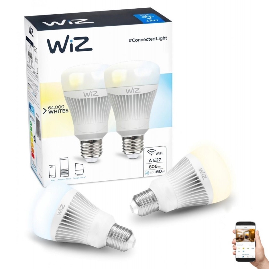 К-кт 2бр. LED димируеми крушки E27/11,5W/230V 2700-6500K Wi-Fi - WiZ