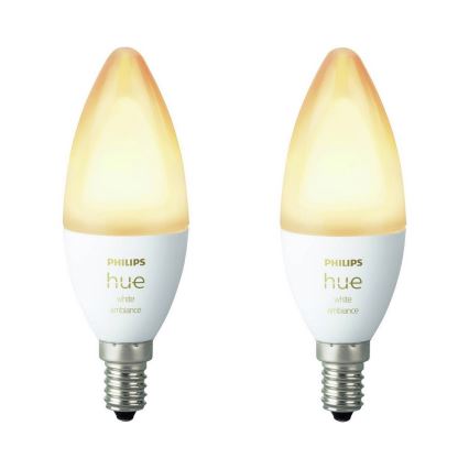 К-кт 2бр. LED димируеми крушки Philips Hue WHITE AMBIANCE B39 E14/4W/230V 2200K - 6500K