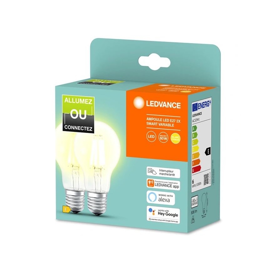 К-кт 2бр. LED димируеми крушки SMART+ A60 E27/6W/230V 2700K  - Ledvance