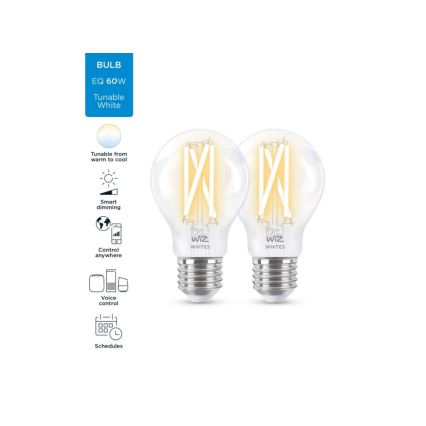 К-кт 2бр. LED димируеми крушки VINTAGE FILAMENT A60 E27/6,7W/230V 2700-6500K CRI 90 Wi-Fi - WiZ