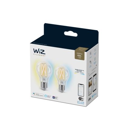 К-кт 2бр. LED димируеми крушки VINTAGE FILAMENT A60 E27/6,7W/230V 2700-6500K CRI 90 Wi-Fi - WiZ