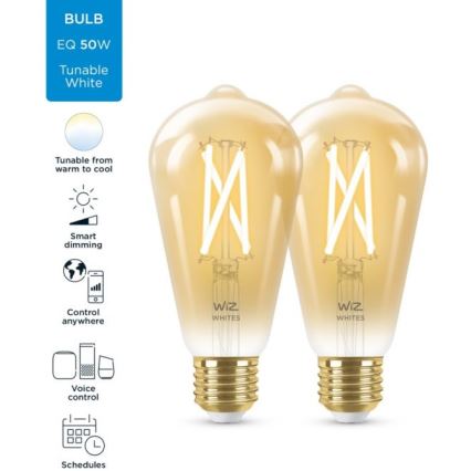 К-кт 2бр. LED димируеми крушки VINTAGE FILAMENT ST64 E27/6,7W/230V 2000-5000K Wi-Fi - WiZ