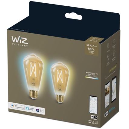 К-кт 2бр. LED димируеми крушки VINTAGE FILAMENT ST64 E27/6,7W/230V 2000-5000K Wi-Fi - WiZ