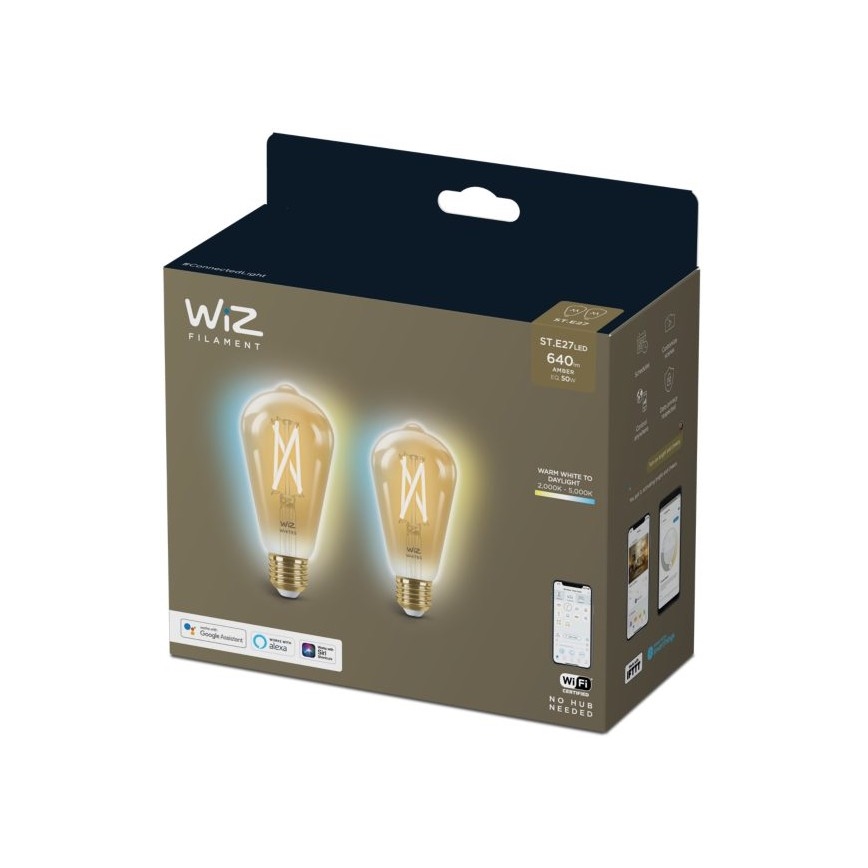 К-кт 2бр. LED димируеми крушки VINTAGE FILAMENT ST64 E27/6,7W/230V 2000-5000K Wi-Fi - WiZ