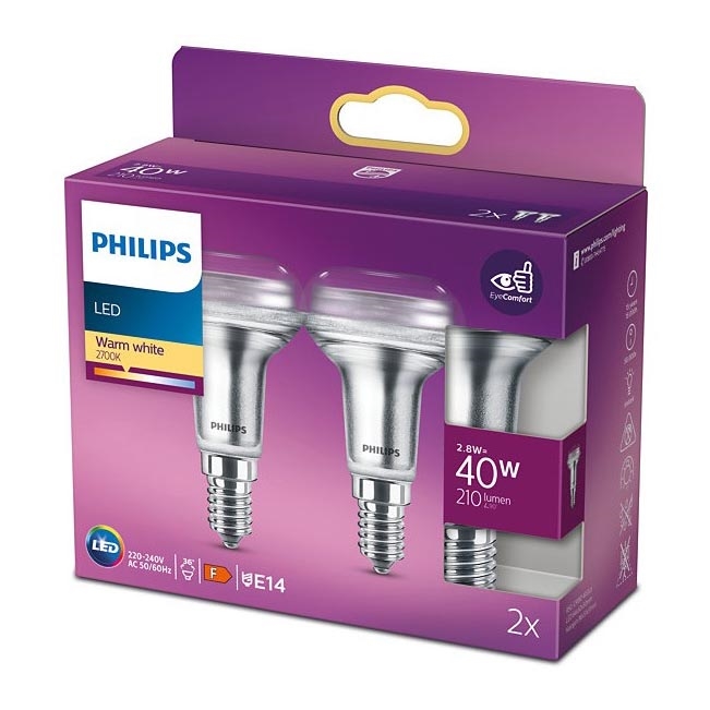 К-кт 2бр. LED рефлекторни крушки Philips E14/2,8W/230V 2700K