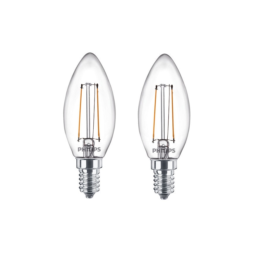 К-кт 2бр. LED крушки Philips B35 E14/2W/230V 2700K
