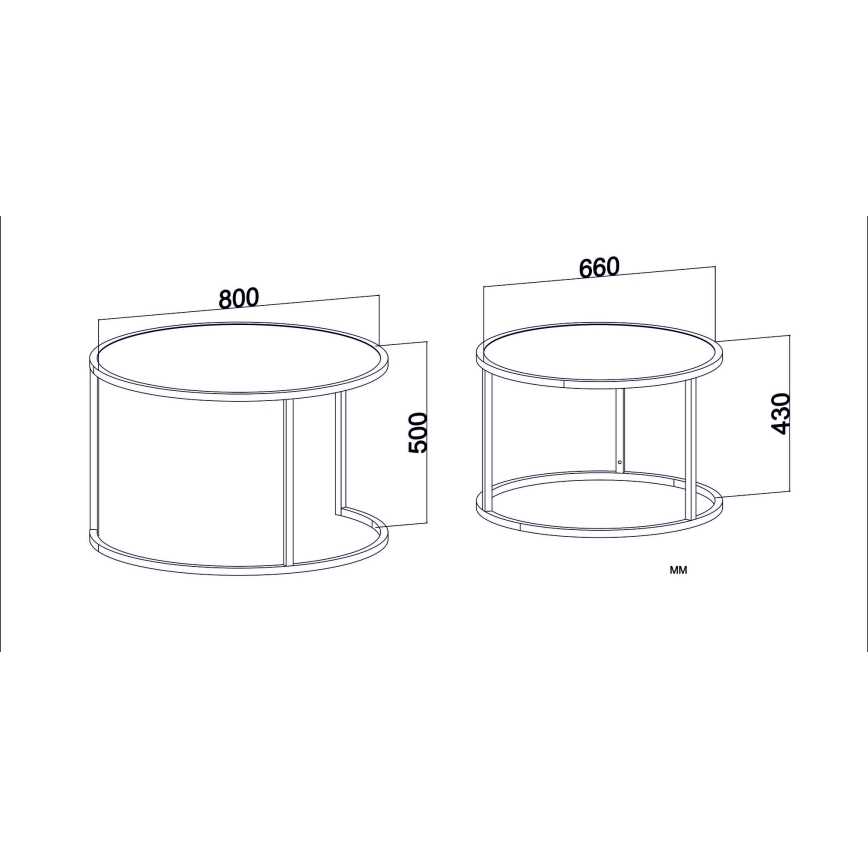 К-кт 2бр. странични масички TAMBUR черни/кафяви