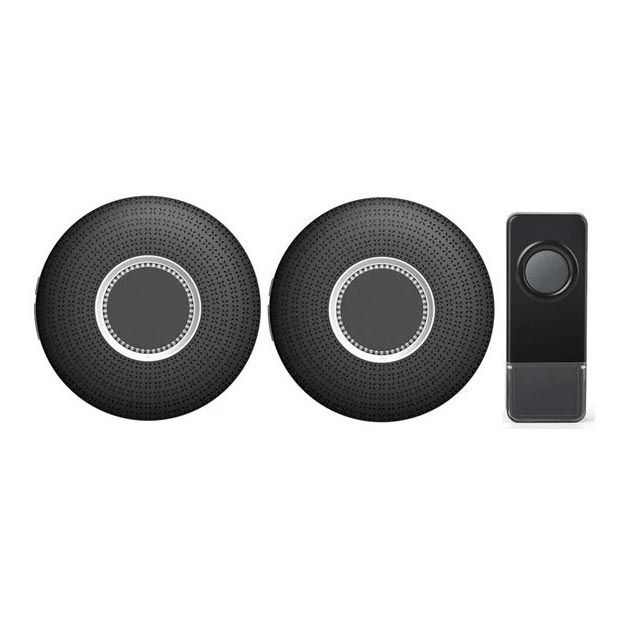 К-кт 2x Безжичен звънец за контакт 230V 1xA23 IP55 черен