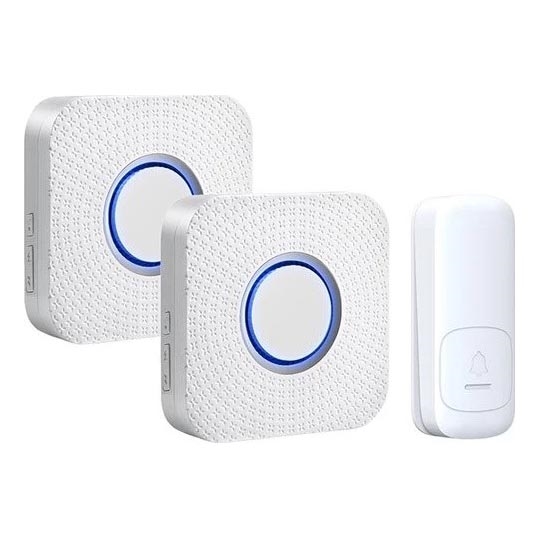 К-кт 2x Безжичен звънец за контакт кинетичен 230V бял