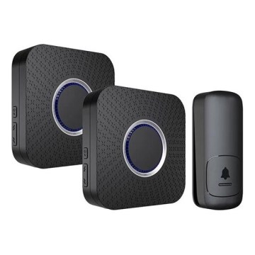 К-кт 2x Безжичен звънец за контакт кинетичен 230V черен