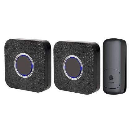 К-кт 2x Безжичен звънец за контакт кинетичен 230V черен