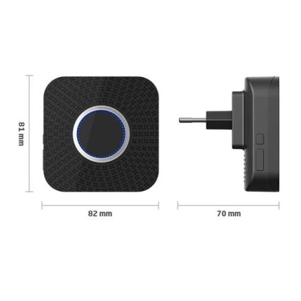 К-кт 2x Безжичен звънец за контакт кинетичен 230V черен