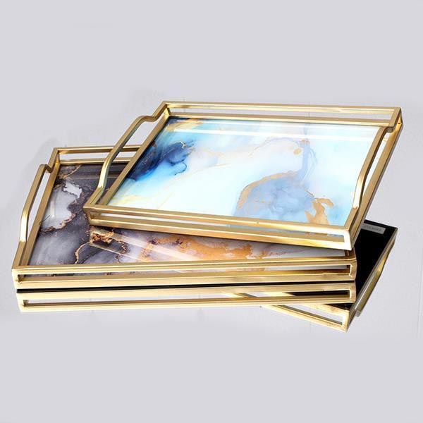 К-кт 2x Декоративен поднос 40x30/35x25 cm златист