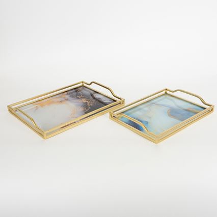 К-кт 2x Декоративен поднос 40x30/35x25 cm златист