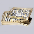 К-кт 2x Декоративен поднос 40x30/35x25 cm златист