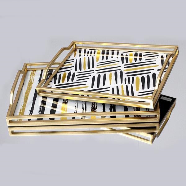 К-кт 2x Декоративен поднос 40x30/35x25 cm златист