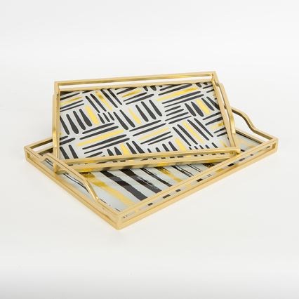 К-кт 2x Декоративен поднос 40x30/35x25 cm златист