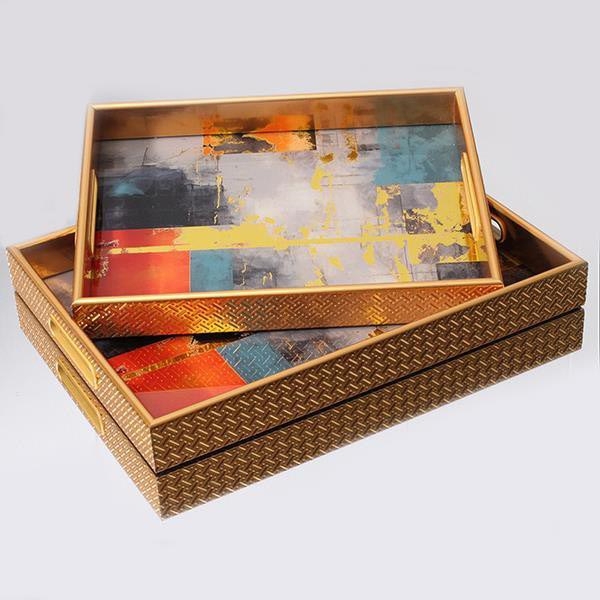 К-кт 2x Декоративен поднос 40x30/35x25 cm златист