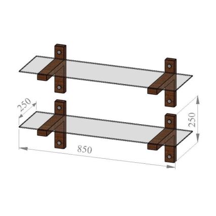 К-кт 2x Етажерка 25x85 см бор/прозрачен