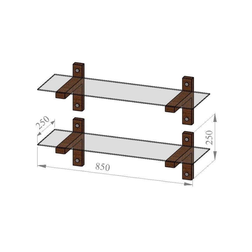 К-кт 2x Етажерка 25x85 см бор/прозрачен