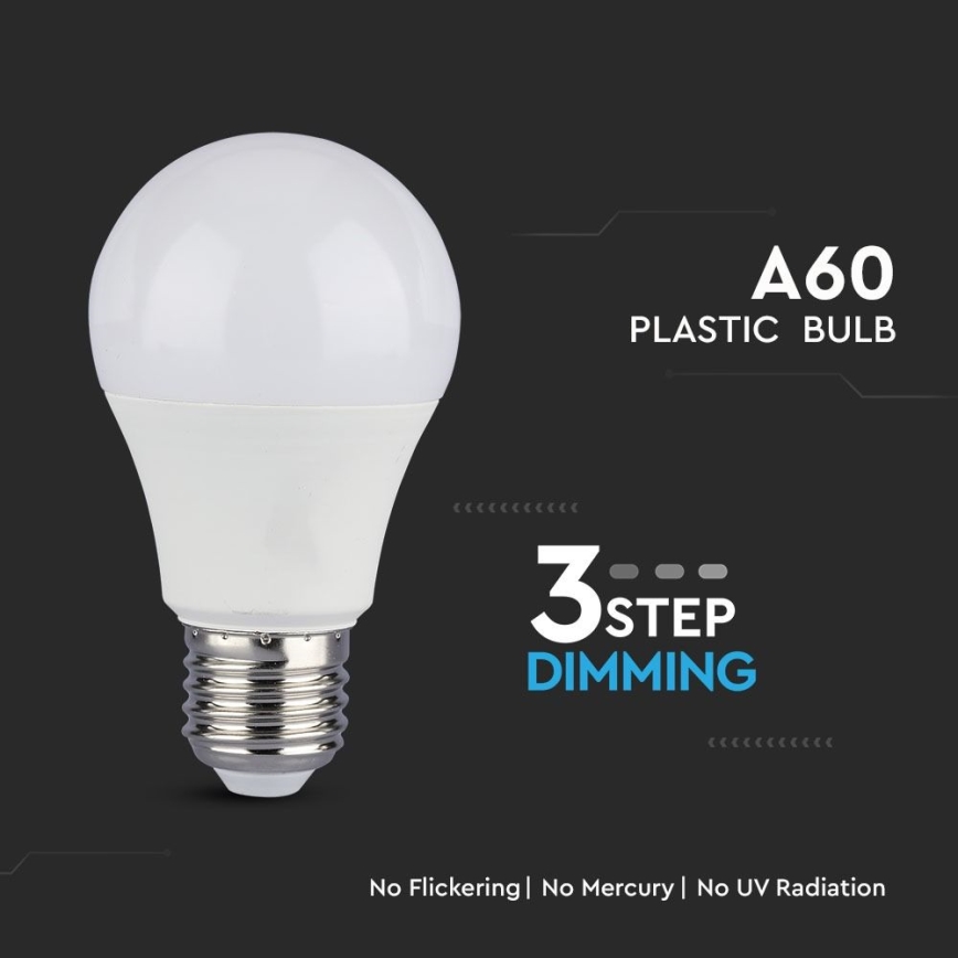 К-кт 2x LED Димируема крушка A60 E27/9W/230V 6400K