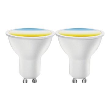 К-кт 2x LED Димируема крушка MESH Интелигентен GU10/6,5W/230V 2700-6500K + дистанционно управление - Aigostar