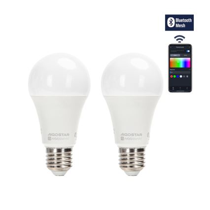 К-кт 2x LED RGBW Димируема крушка MESH Smart G45 E14/4,5W/230V 2700-6500K + дистанционно управление - Aigostar