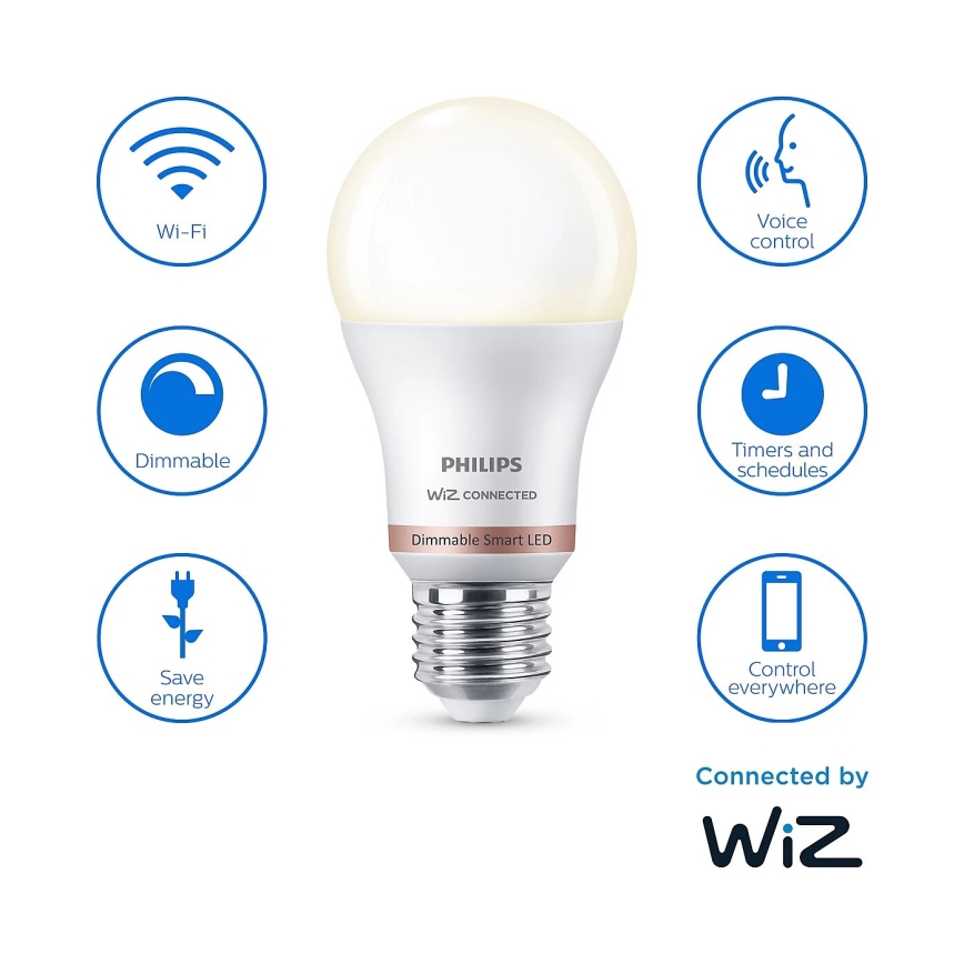 К-кт 2x LED Димируема крушка Philips A60 E27/8W/230V Wi-Fi