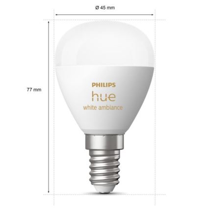 К-кт 2x LED Димируема крушка Philips Hue WHITE AMBIANCE P45 E14/5,1W/230V 2200-6500K