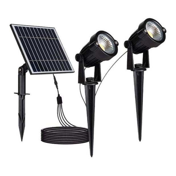 К-кт 2x LED Екстериорна соларна лампа 2xLED/1,2W/3,7V IP65 3000K 4000 mAh