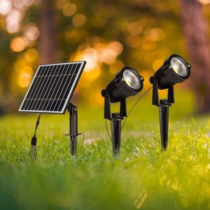 К-кт 2x LED Екстериорна соларна лампа 2xLED/1,2W/3,7V IP65 3000K 4000 mAh