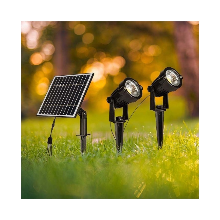 К-кт 2x LED Екстериорна соларна лампа 2xLED/1,2W/3,7V IP65 3000K 4000 mAh