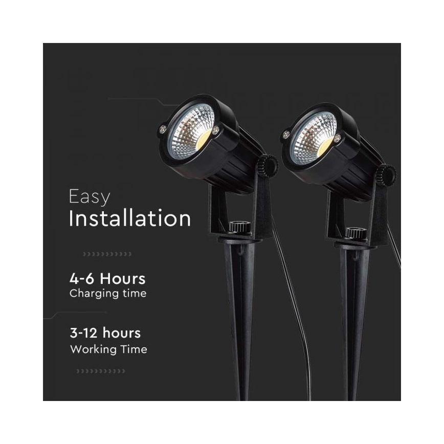 К-кт 2x LED Екстериорна соларна лампа 2xLED/1,2W/3,7V IP65 3000K 4000 mAh