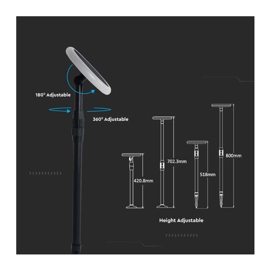 К-кт 2x LED Регулируем соларен лампа GARDEN LED/3W/5V 42-80 см 3000K IP65 1000 mAh