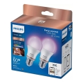 К-кт 2x LED RGB Димируема крушка Philips A60 E27/8W/230V Wi-Fi