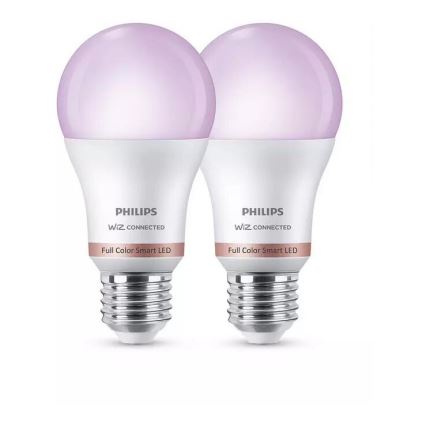 К-кт 2x LED RGB Димируема крушка Philips A60 E27/8W/230V Wi-Fi