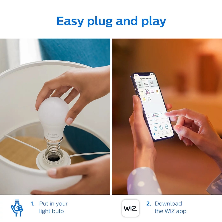 К-кт 2x LED RGB Димируема крушка Philips A60 E27/8W/230V Wi-Fi