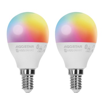 К-кт 2x LED RGBW Димируема крушка MESH Интелигентен G45 E14/6,5W/230V 2700-6500K - Aigostar