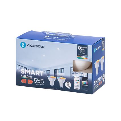 К-кт 2x LED RGBW Димируема крушка MESH Интелигентен GU10/6,5W/230V 2700-6500K - Aigostar
