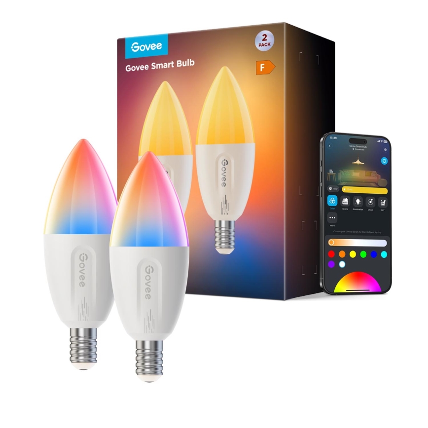 К-кт 2x LED RGBWW Димируема крушка E14/5W/230V 2700-6500K Wi-Fi - Govee