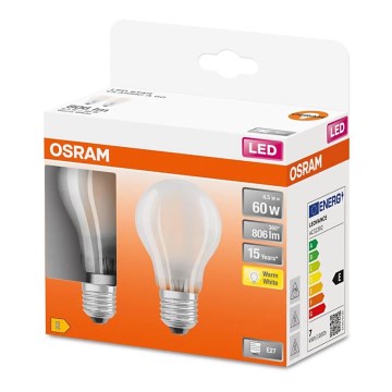 К-кт 2x LED Крушка A60 E27/6,5W/230V 2700K - Osram