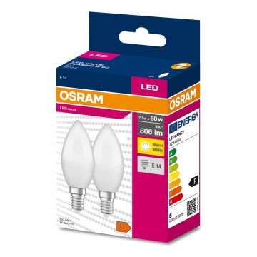 К-кт 2x LED Крушка B38 E14/7,5W/230V 3000K - Osram