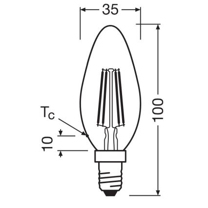 К-кт 2x LED Крушка FILAMENT B35 E14/4W/230V 4000K - Osram