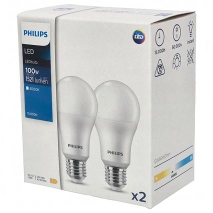 К-кт 2x LED Крушка Philips A67 E27/13W/230V 4000K