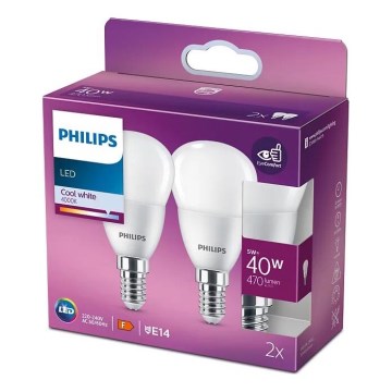 К-кт 2x LED Крушка Philips P45 E14/5W/230V 4000K